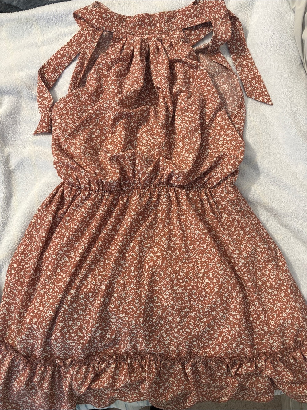 Rust Floral Halter Sundress